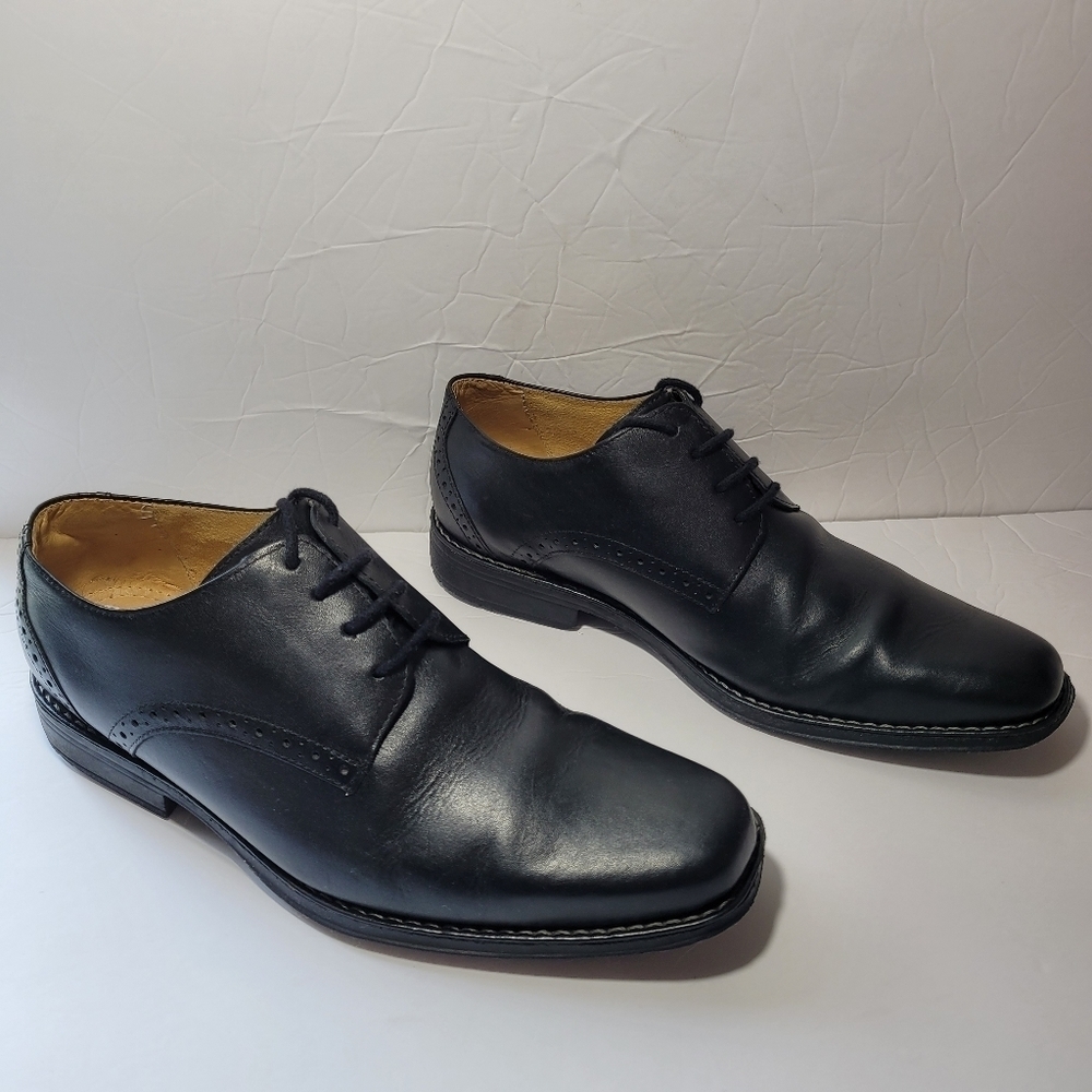Sandro Moscoloni Men's Black Leather Lace Up Derby Shoes Size 9.5 D View 2